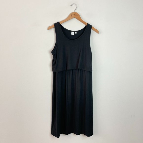 Gap Maternity Sleeveless Popover Round Neck Comfy True Black Dress Medium M - Picture 1 of 5